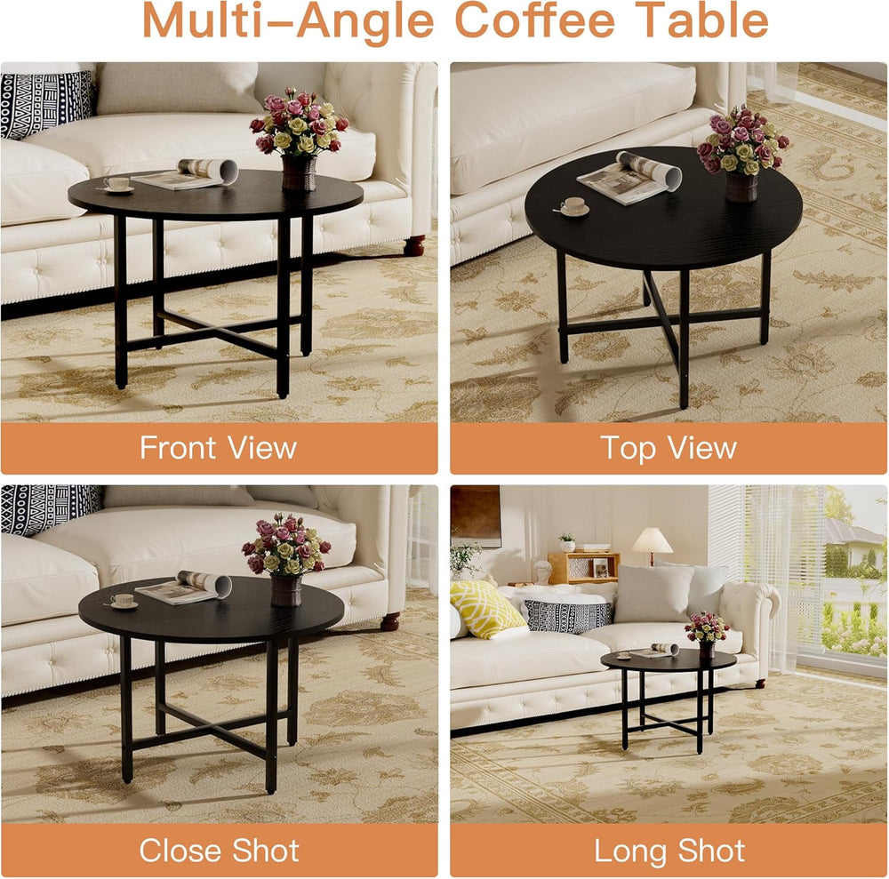 FAMIDGE Coffee Table, 23.6" Coffee Tables for Living Room, Round Coffee ...