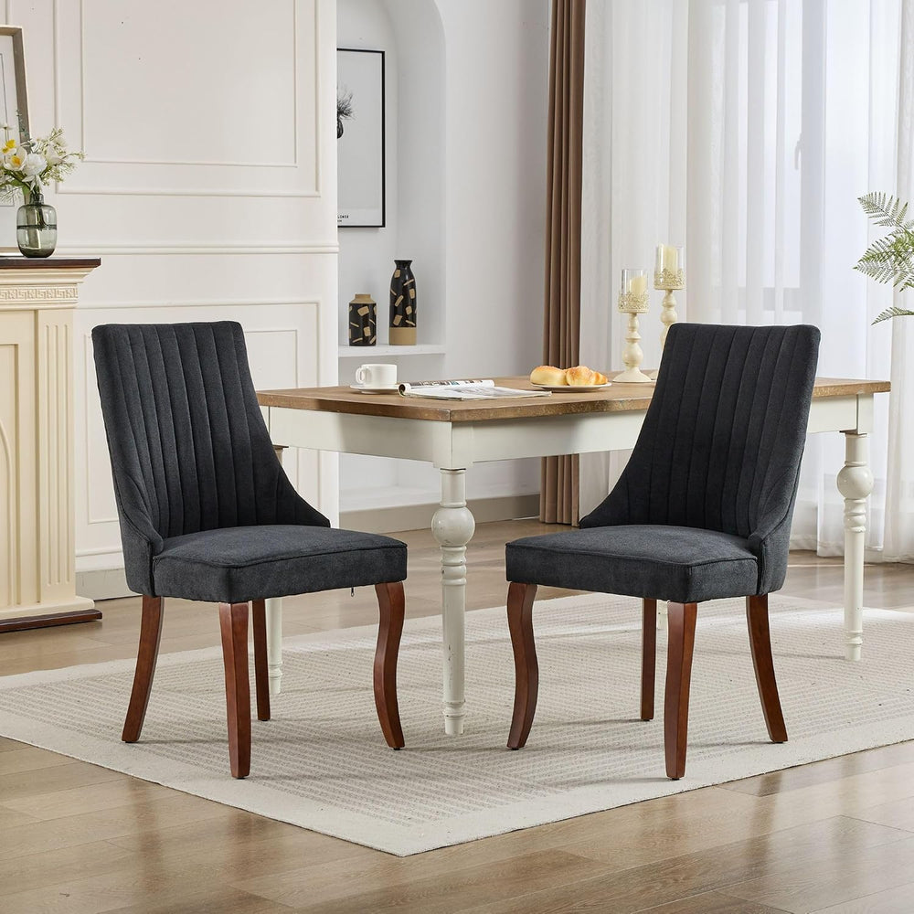 LKTART Upholstered Dining Chairs Set of 2, Solid Wood Kitchen Dining Room Cha...