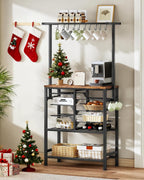 CHOEZON Pots and Pans Organizer Rack, Kitchen Bakers Rack, Multi-Tier Storage Shelf, Kitchen Island Table, Cooking Rack with Pots and Pans Storage, Rustic Brown and Black TPR60BF