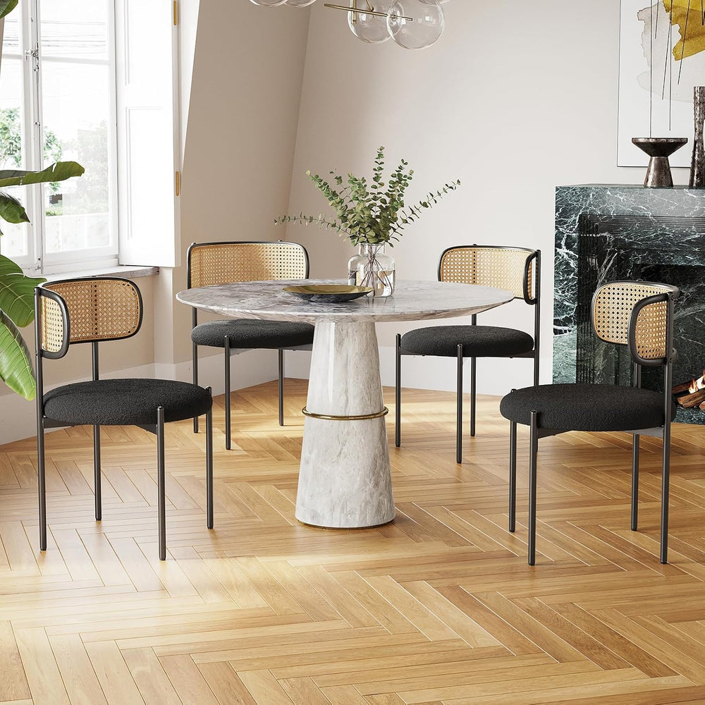 Farini Dining Chairs Set of 4,Mid-Century Modern Kitchen Chair Rattan Backres...