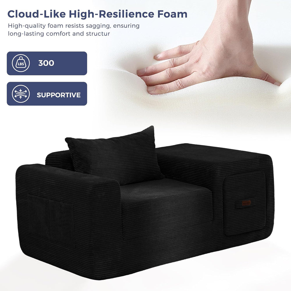MAXYOYO Folding Sofa Couch, Convertible Floor Sofa with Armrest, Multifunctio...