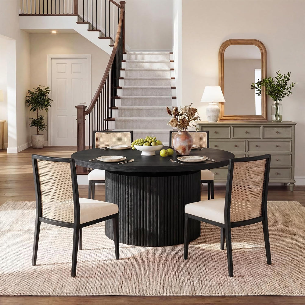 HUAHUU Extendable Round Dining Table for 4-8, 39in-77in Long Large Kitchen Ta...
