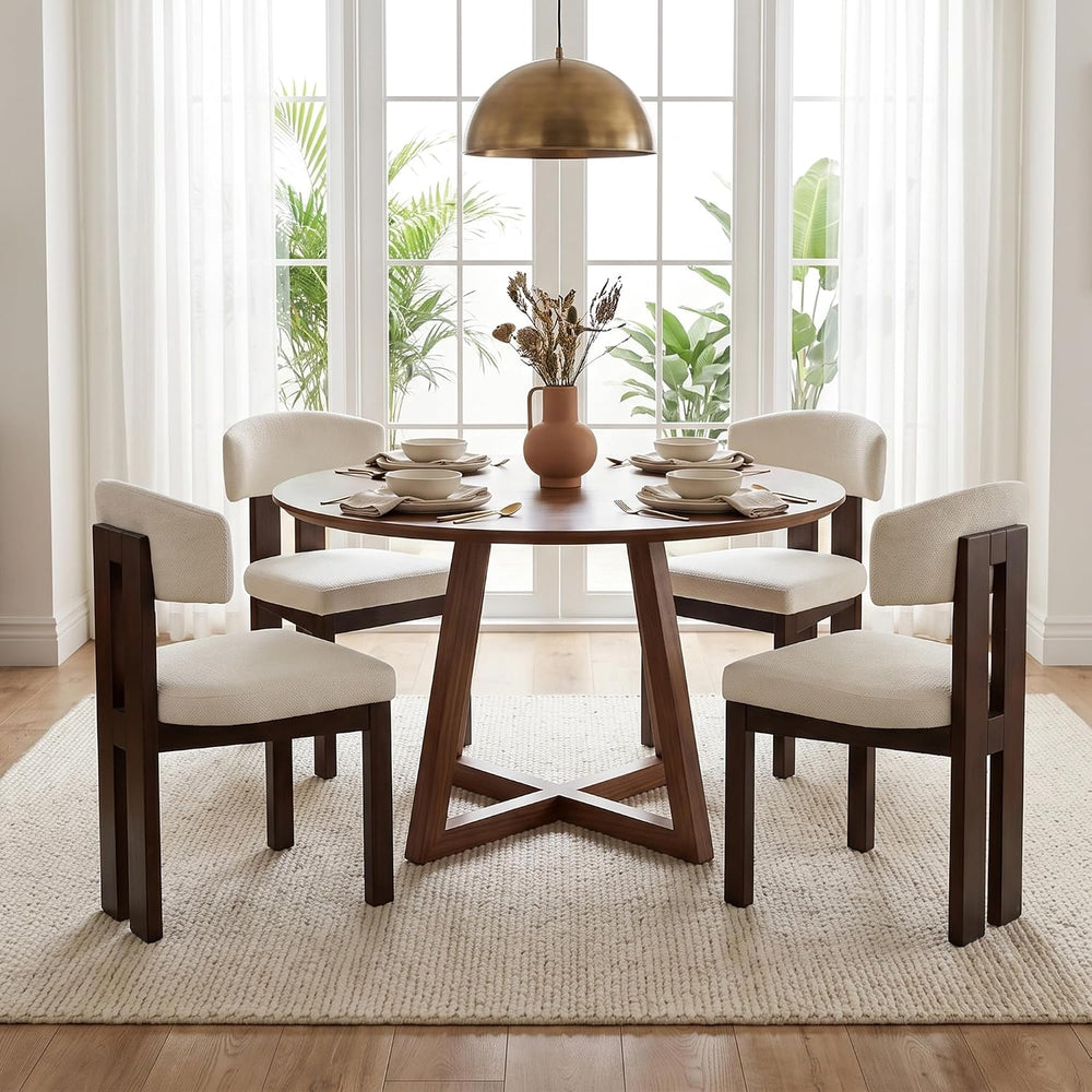 COLAMY Upholstered Dining Chairs Set of 2, Solid Wood Wobble-Free Modern Kitc...