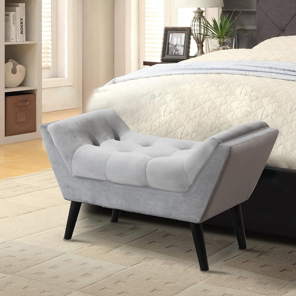 Andeworld Upholstered Tufted Small Cute Bench Ottoman for Entryway Foyer Bath...
