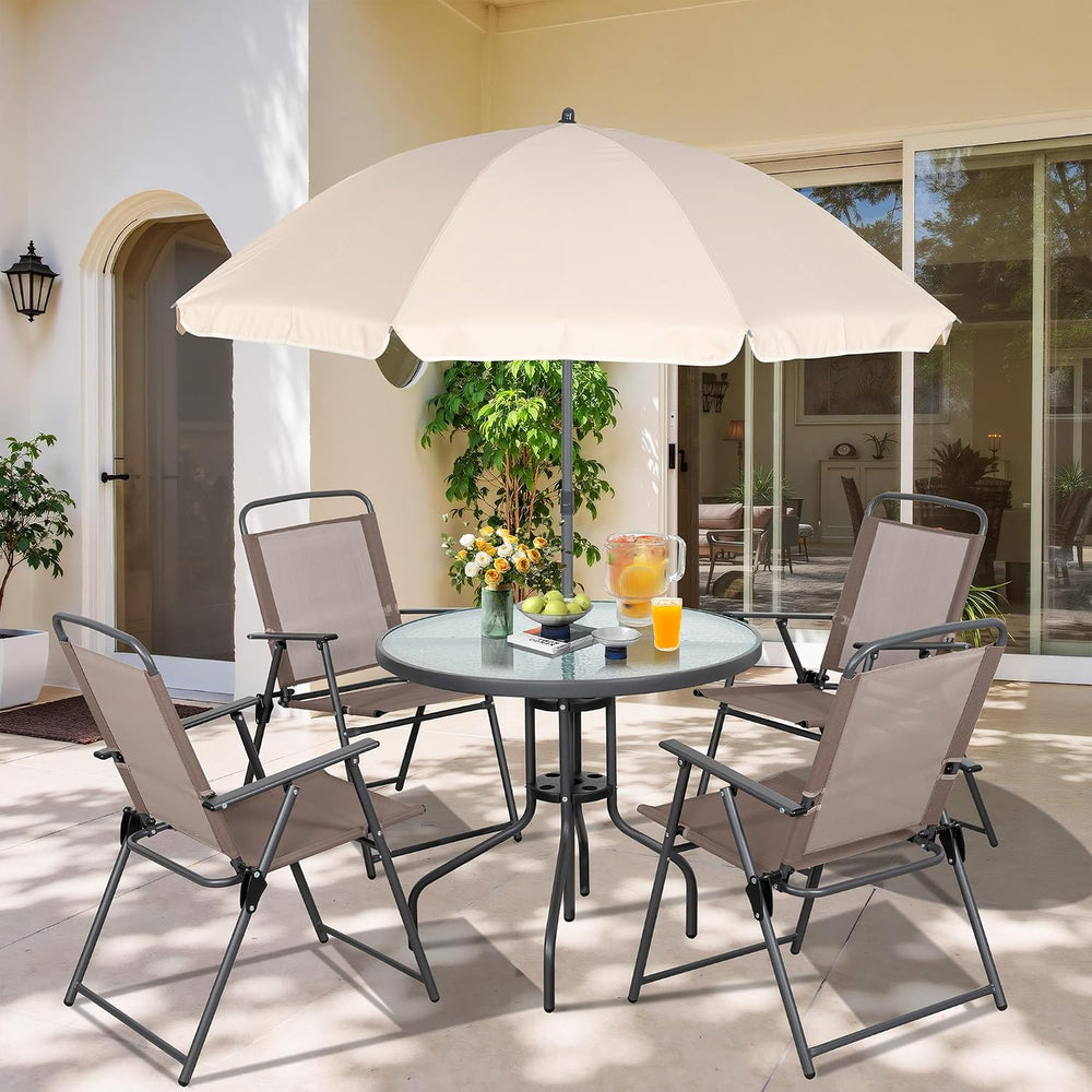Vongrasig 6 Pieces Folding Patio Dining Set, All Weather Small Metal Outdoor ...