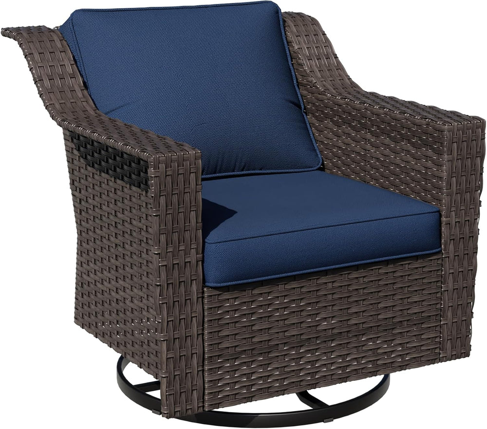 Outdoor Furniture Swivel Chair, Patio Glider Wicker Rocker Seating with Cushi...
