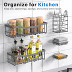 EUDELE 5-Pack Rustproof Stainless Steel Shower Caddy Set– No Drill Adhesive Bathroom Organizer, Space-Saving Shower Shelves for Apartment Essentials, Bathroom/Kitchen Storage Home Decor-L Size