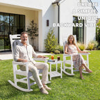 Outdoor Rocking Chair, High Back HDPE Patio Chair, All Weather Rocker Porch Chair, Lawn Chair for Deck, Porch, Backyard, Garden and Indoor, White