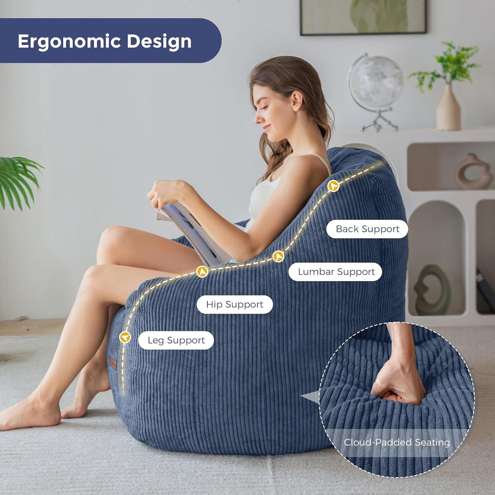 MAXYOYO Bean Bag Chair for Adults, Foam-Filled Floor Sofa for Reading | Bean ...