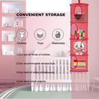 Libeder Stuffed Animal Storage Mesh Hanging Storage Space Saver Bags Organizer,Foldable Storage Organizer 4 Compartments Toy Net Storage Basket for Kids Room Bathroom 2 Sets Red