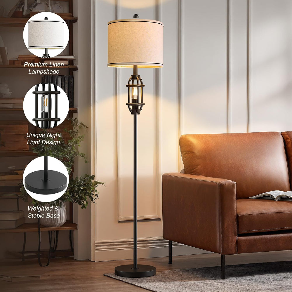 62.5" Floor Lamp for Living Room Industrial Black Standing Tall Lamp