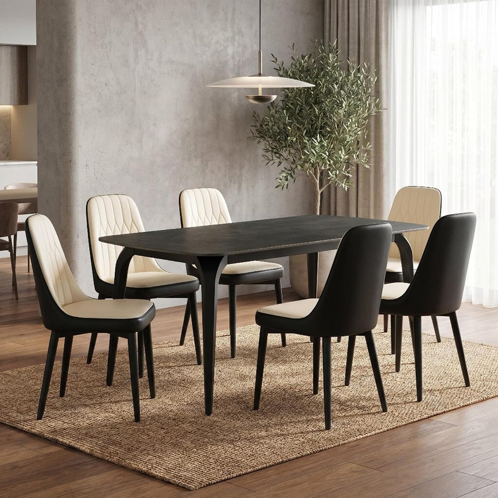 Modern Dining Table Set for 6,63 inch Sintered Stone Kitchen Table and Chairs...