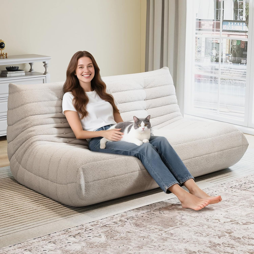 3 Seat Oversized Bean Bag Chairs for Adults, Memory Foam Fireside Beanbag Cou...