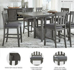 Signature Design by Ashley Hallanden Modern Farmhouse 25.75" Counter Height Upholstered Barstool, Set of 2, Dark Gray