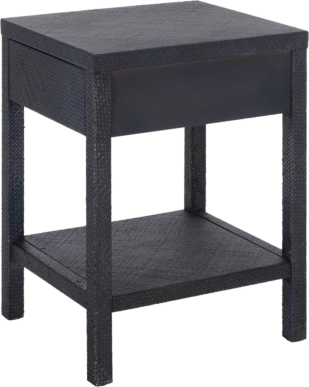 SAFAVIEH Home Collection – Epke Navy 1-Drawer 1-Shelf Accent Table, Woven Raf...