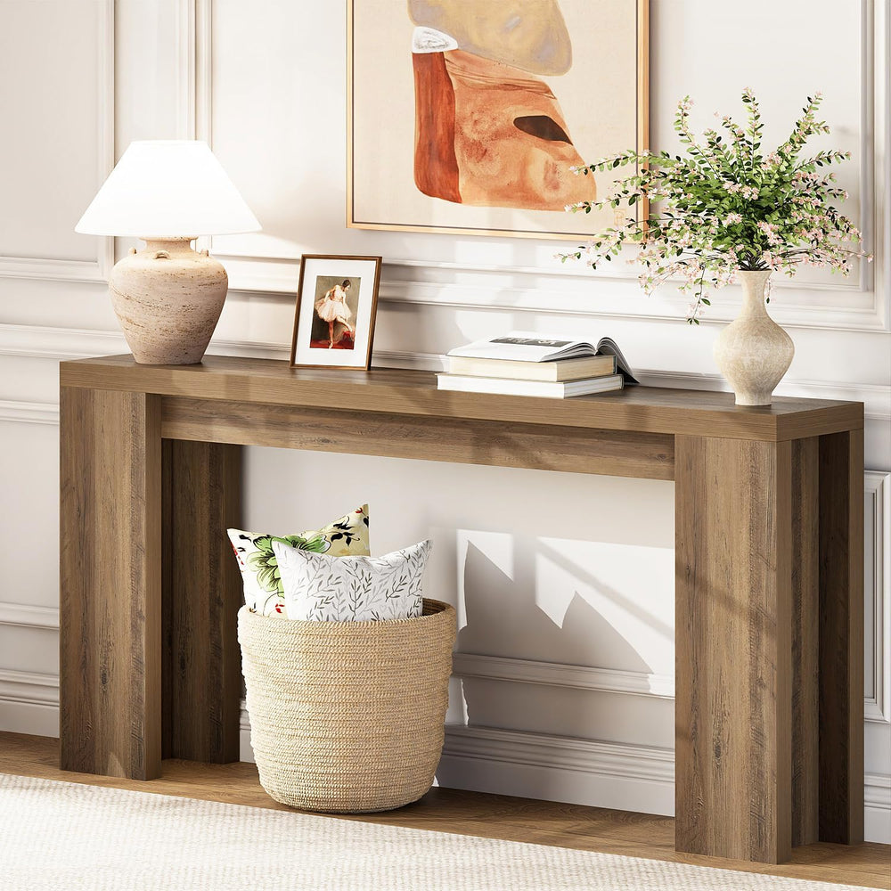 karlott 70.9" Long Console Table, Farmhouse Entryway Table, Fulton Pine ...