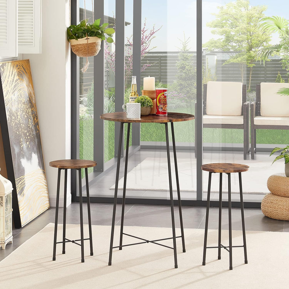 VECELO 3 Piece Pub Table and Chairs Sets Counter Height Bistro Bar Sets with ...