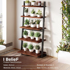 5-Tier Solid Wood Ladder Bookshelf with Natural Live Edge | Rustic Walnut Storage & Display Leaning Bookcase, Modern Space-Saving Shelf for Living Room, Bedroom, Home Office