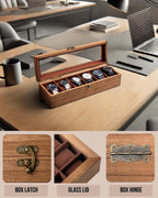 Watch Box for Men and Women - Large Glass Lid, Wooden Display Storage Case With 6 Slots, Retro Burlywood Organizer