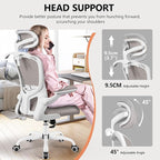 FelixKing Office Chair with Headrest, Ergonomic Desk Chair with Wheels, Task Swivel Comfy Chair with Adjustable Lumbar Support, Breathable Mesh Computer Chair with flip-up Armrests for Home (Gray)