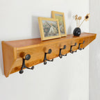 SKOLOO Wall Shelf with Hooks, 35-Inch Brown Coat Rack Wall Mount with Shelf Organizer - Lightweight & Sturdy, 5 Tri Hooks - Perfect for Entryway, Hallway, Living Room, Bedroom, Mudroom