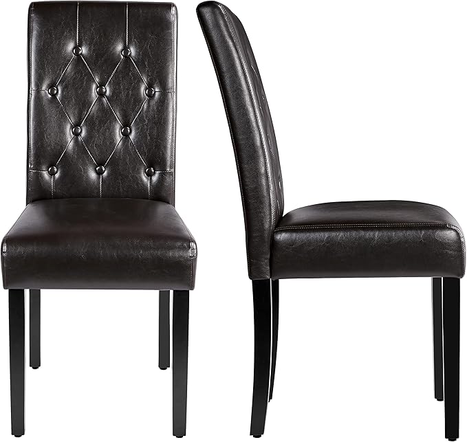 Yaheetech Upholstered Dining Chairs Set of 2 Modern Leather Parsons Kitchen C...