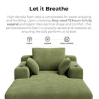 LIKIMIO 71.6" Oversized Chaise Lounge Chair Indoor with Cup Holders & Storage - Corduroy Sofa Bed for Living Room, Reading Nook, or Bedroom, No Assembly Cloud Couch (Green)