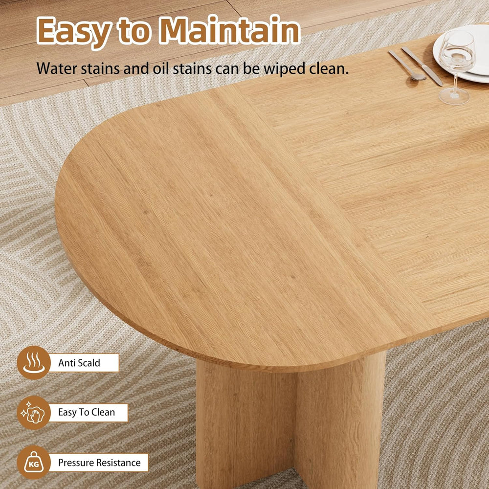 78.75" Oval Oak Dining Table for 6-8 Person, Modern Farmhouse Kitchen Ta...
