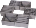 DIOMMELL 6 Pack Foldable Cloth Storage Box Closet Dresser Drawer Organizer Fabric Baskets Bins Containers Divider for Clothes Underwear Bras Socks Lingerie Clothing, M Grey 22-2000