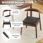 Farini Mid Century Modern Dining Chairs Set of 4, Solid Wood Frame Kitchen Chairs with PU Leather Upholstered Seat for Dining Room & Breakfast Nook，Walnut-Black