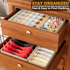 SpaceAid Underwear Drawer Organizer, 4 Pack Dresser Organizer Bins for Nursery, Closet Organization and Storage with Dividers for Baby Clothes Socks Bra Ties Scarf (Beige)