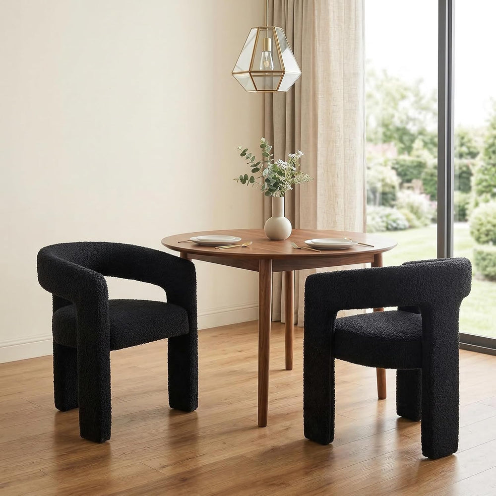 HNY Modern Barrel Kitchen & Dining Room Chairs Set of 6, Sherpa Upholster...