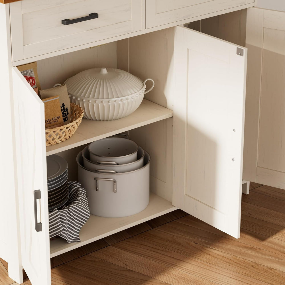 Homhedy Coffee Bar Storage Cabinet with Drawers, Kitchen Buffet Cabinet