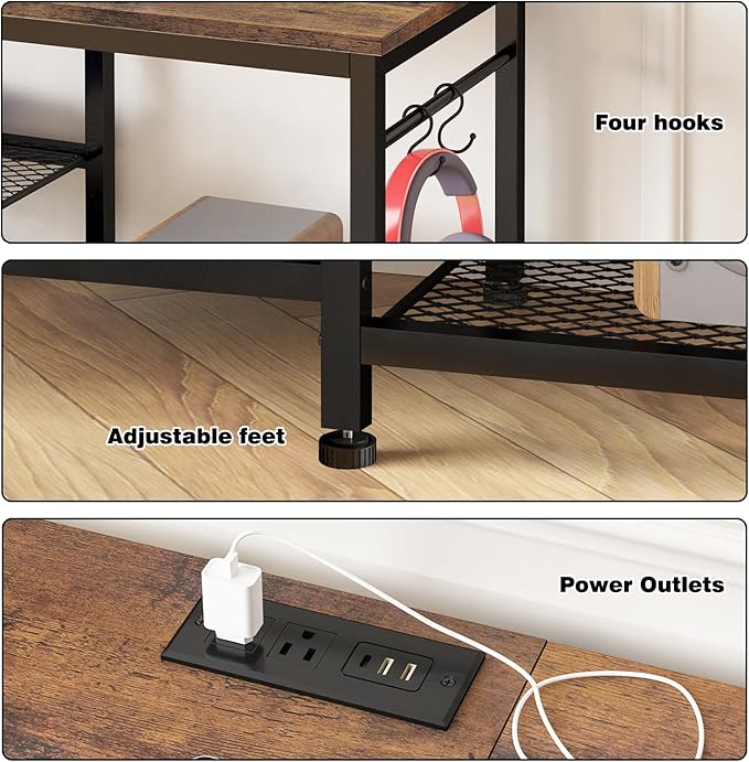 YGEOMER Entertainment Center for 55 50 45 43 40 32 Inch TVs, TV Stand with Po...