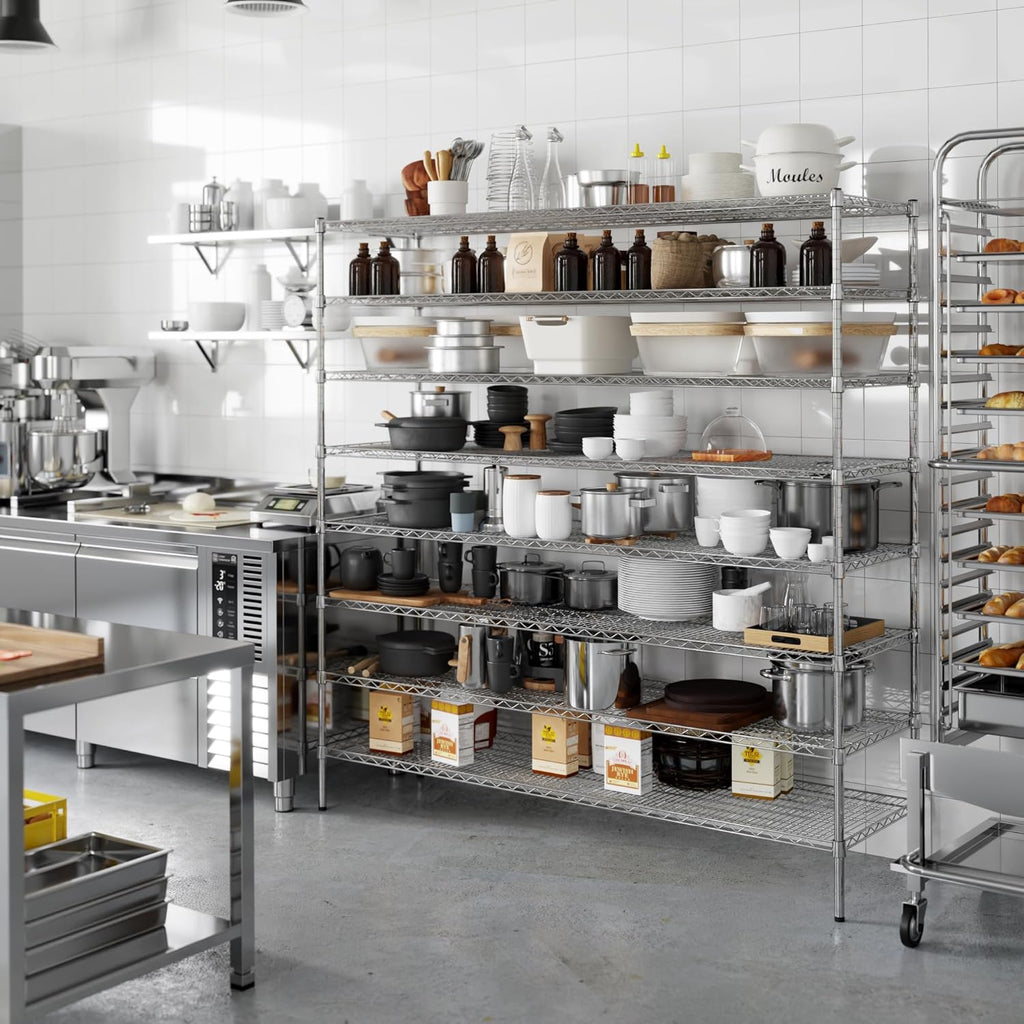 21" Deep x 72" Wide x 74" Height Wire Shelving Kit | 8-Tier | NSF Commercial Storage Rack Unit