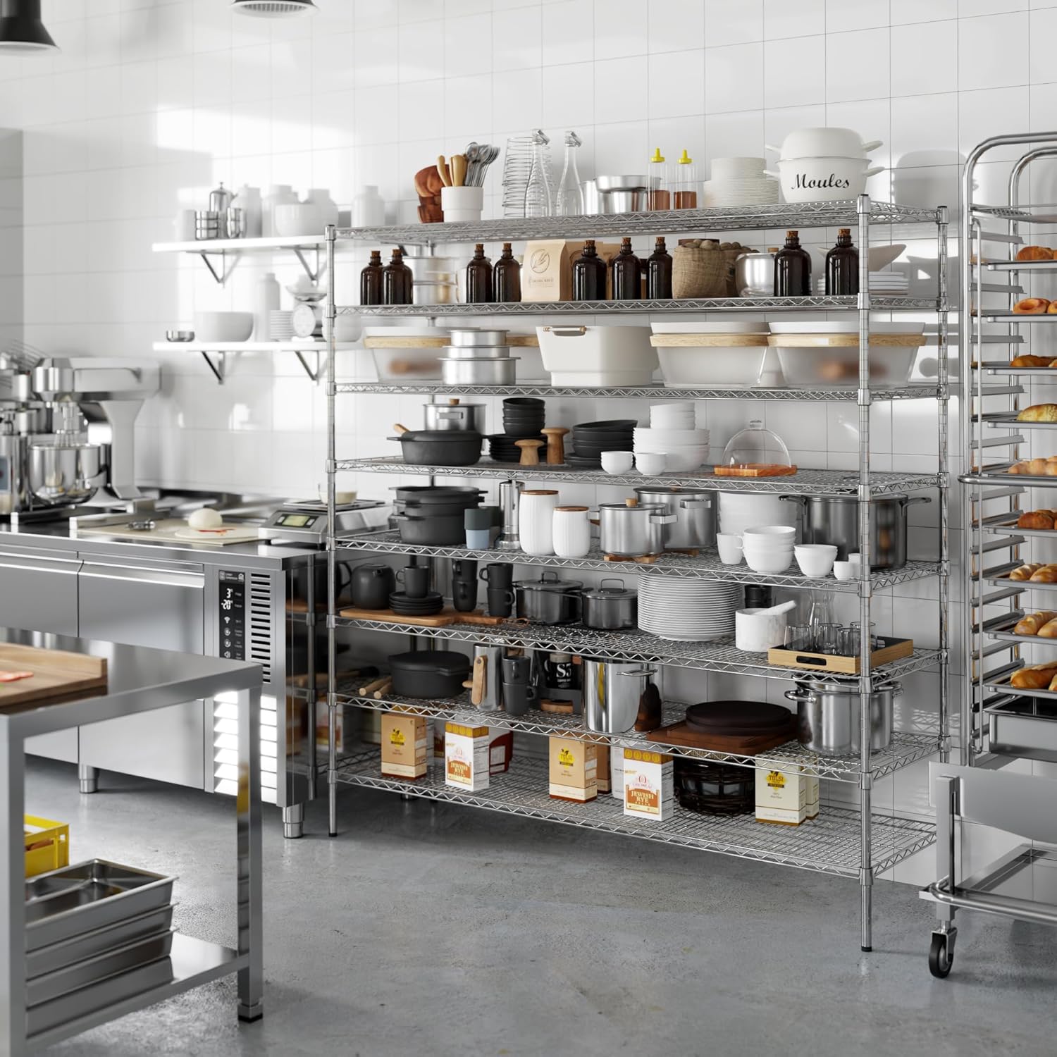 21" Deep x 72" Wide x 74" Height Wire Shelving Kit | 8-Tier | NSF Commercial Storage Rack Unit
