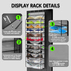 Over The Door Shoe Organizer with 12 Large Breathable Pockets - Sturdy Hanging Storage for Shoes of All Ages - Gray