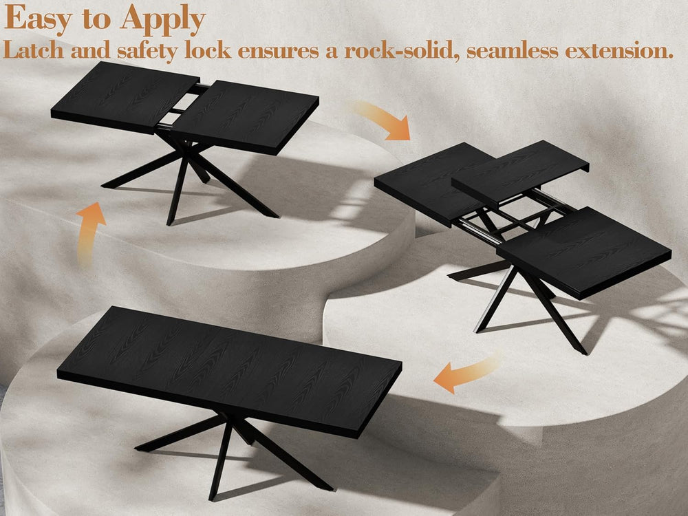5-Piece Dining Table Set for 4 6 8, Large 55"-70.9" Extendable Dini...