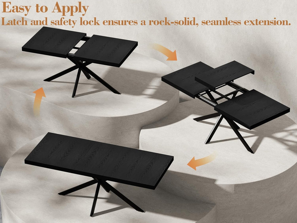 Extendable Dining Room Table for 4 6 8,55"-70" Kitchen Table Leaf,B...