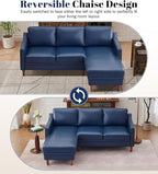Kingfun 88" L-Shape Sofa, Chenille Sectional Couch, Mid Century Modern Couches with Solid Wood Frame for Living Room & Bedroom, Royal Blue