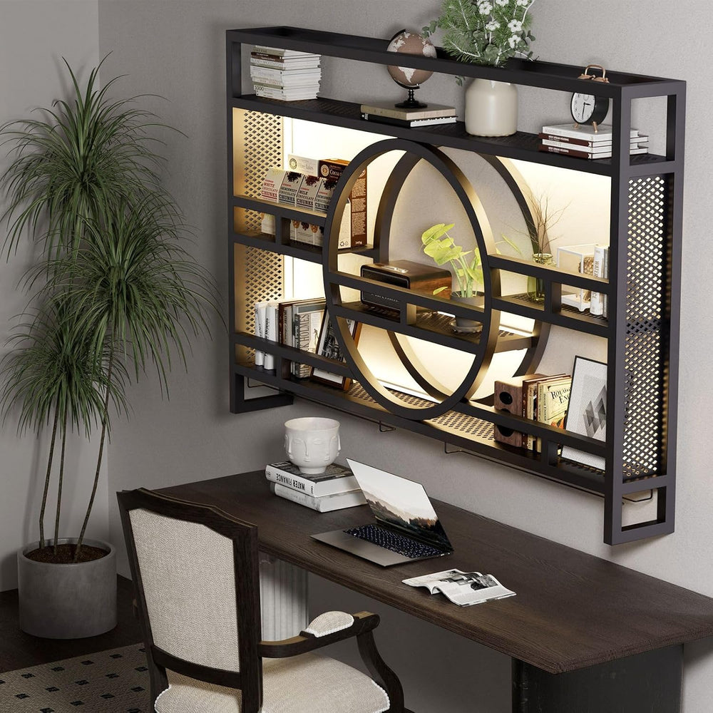 Boshen Fully Assembled 3-Tiers 47in Wine Rack Wall Mounted with LED Light | F...