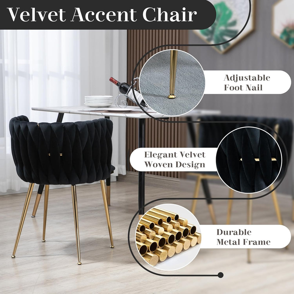 Modern Gold Glass Dining Table Set for 6, 51'' Clear Minimalist Glass...
