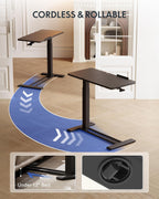 FLEXISPOT 32" Gas Spring C Table with Split Tilting Top,Mobile Side Table | Split tilting C table with hidden wheels for best angles. Mobile side table for sofa and bedside use. 31.6" W x 15.7" D,Black