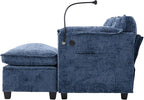 Ball & Cast Modular Sectional Sofa,L Shaped Couch with Movable Storage Ottoman,Chenille Upholstered Sofa W/USB Charging Port,Phone Holder and Side Pocket,for Living Room,Apartment,Navy,109"
