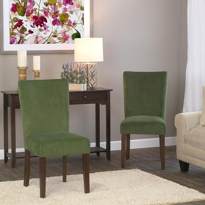 HomePop Parsons Classic Upholstered Accent Dining Chair, Set of 2, Dark Green...