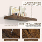 RICHFOCUS 36Inch Floating Shelves for Wall 2 Pack Shelves for Bedroom|Kitchen|Bathroom Wall Mounted Rustic Wood Floating Shelf with Invisible Brackets for Books|Storage|Decor, Rustic Brown