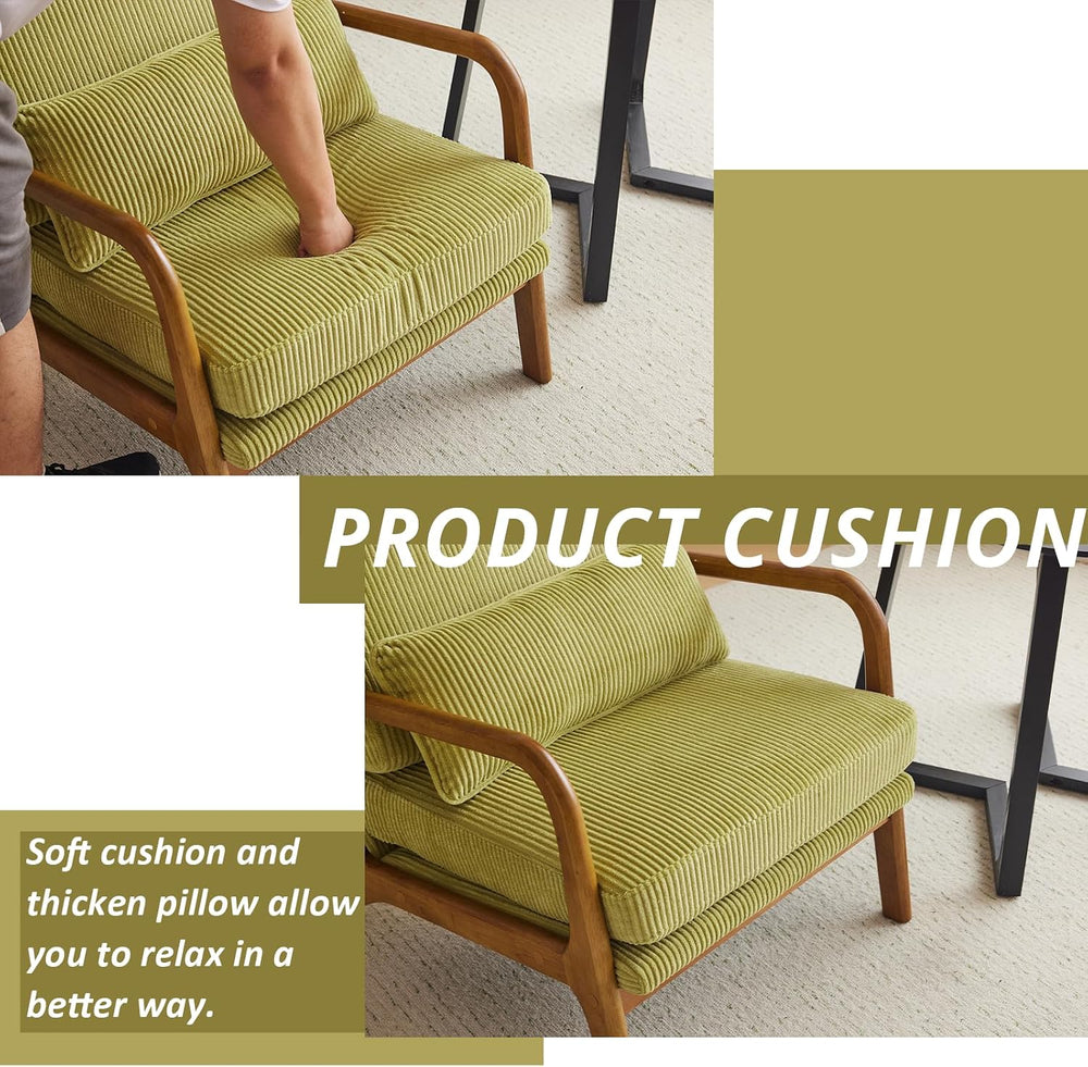 Karl home Accent Chair High Back Mid-Century Modern, Green