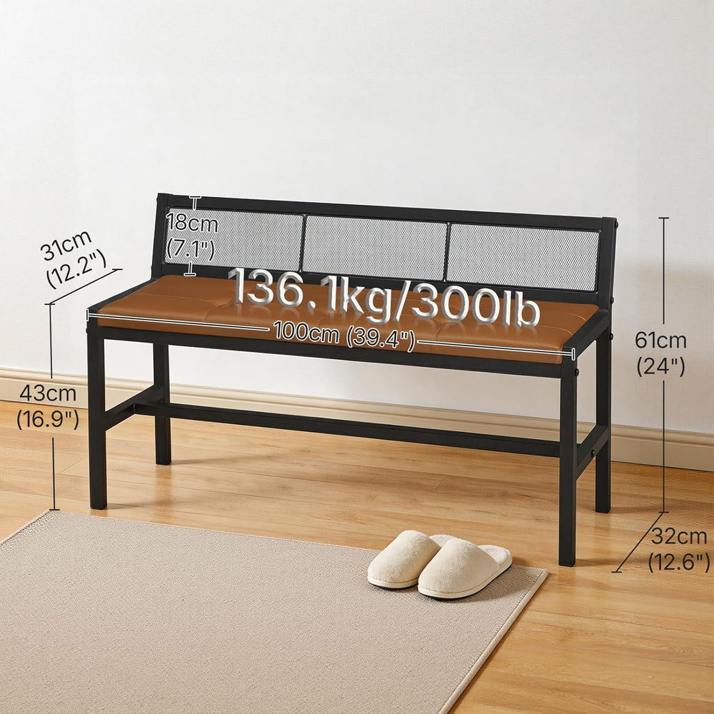 YATINEY Dining Bench, 39.4'' Kitchen Bench with Back, Dining Room Ben...
