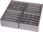 DIOMMELL 4 Pack Foldable Cloth Storage Box Closet Dresser Drawer Organizer Fabric Baskets Bins Containers Divider for Clothes Underwear Bras Socks Lingerie Clothing, M Grey 22-0000