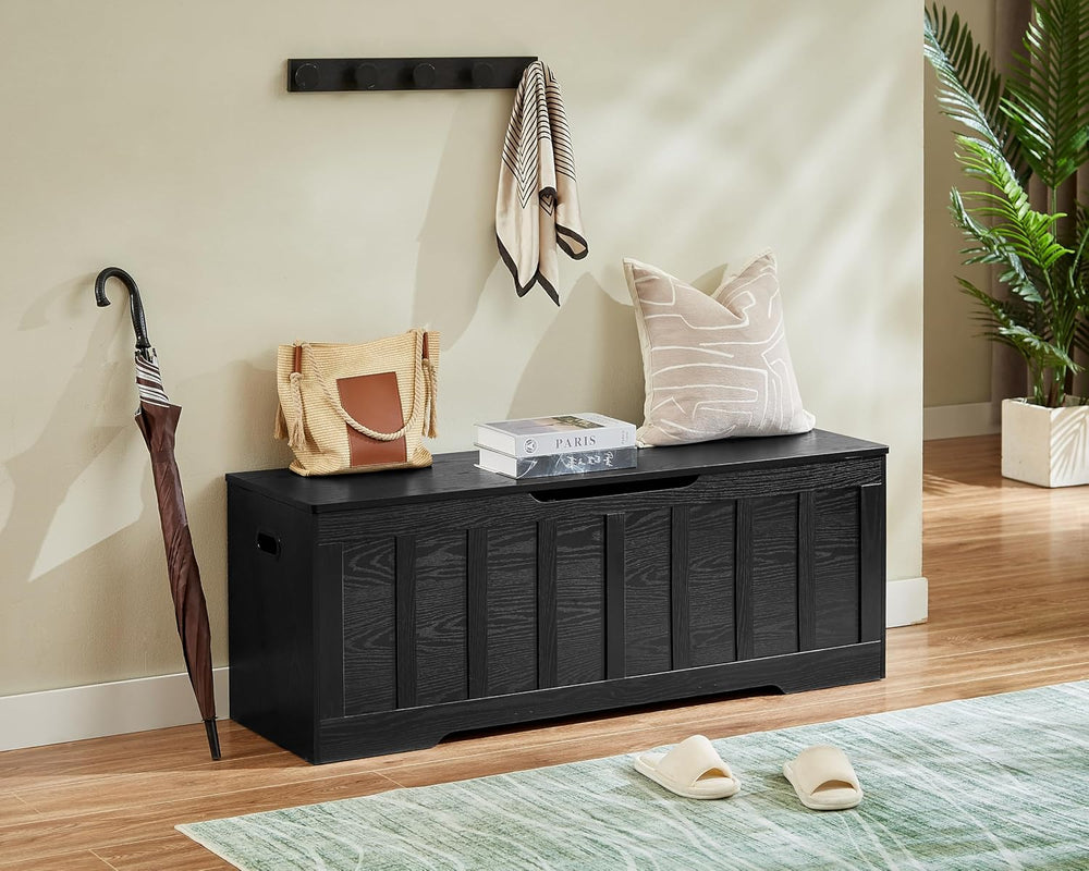 VANKILEY 51.2" Storage Chest Extra Large,Wooden Storage Bench,Black | Ch...